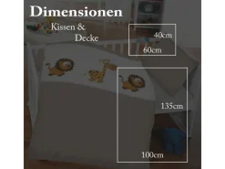 Clearance Bestlivings Kinder Bettwäsche 100 x 135 cm & 40 x 60 cm - Löwe & Giraffe
