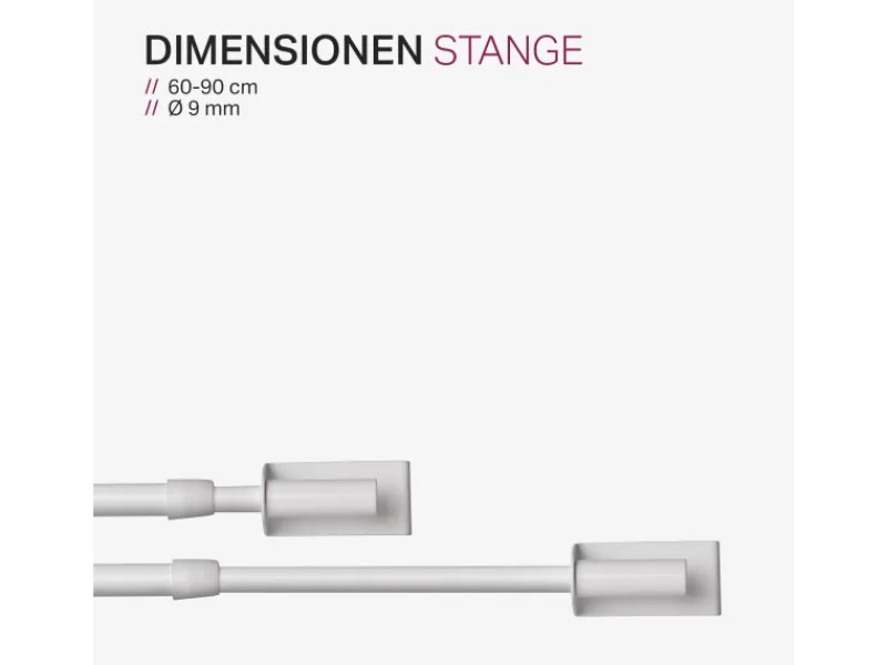 Best Bestlivings Klemmstange Spannvitrage Twist 60 bis 90 cm Weiß