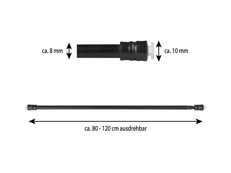 Bestlivings Klemmstangen mit Schraubtechnik Schwarz 80 bis 120 cm 4er Pack