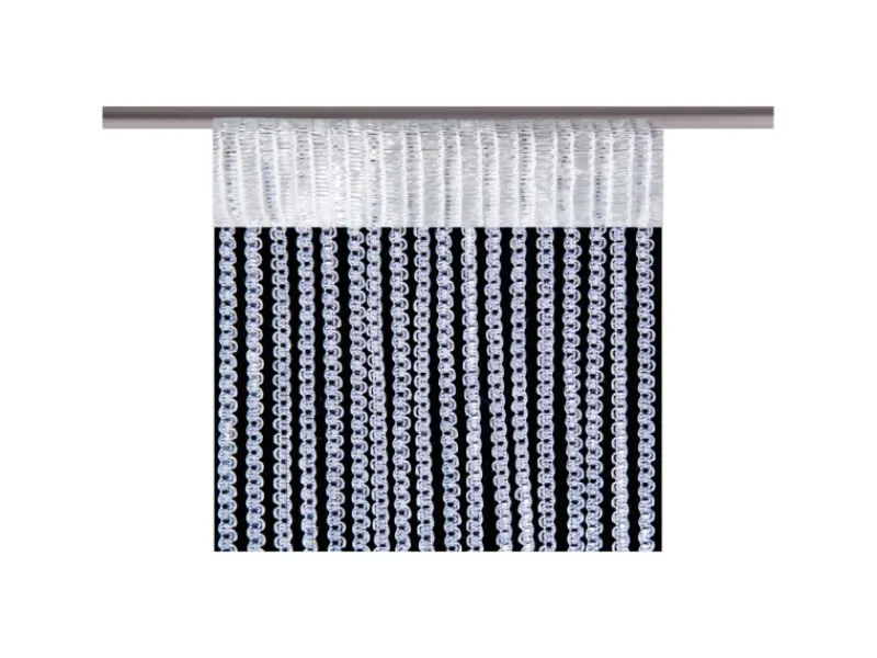 Bestlivings Metallic Fadenvorhang Trennvorhang Gardine 90 cm x 250 cm Weiß Stangendurchzug