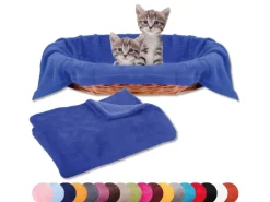 Bestlivings Tierdecke Katzendecke Mikrofaser 90 x 140 cm Blau