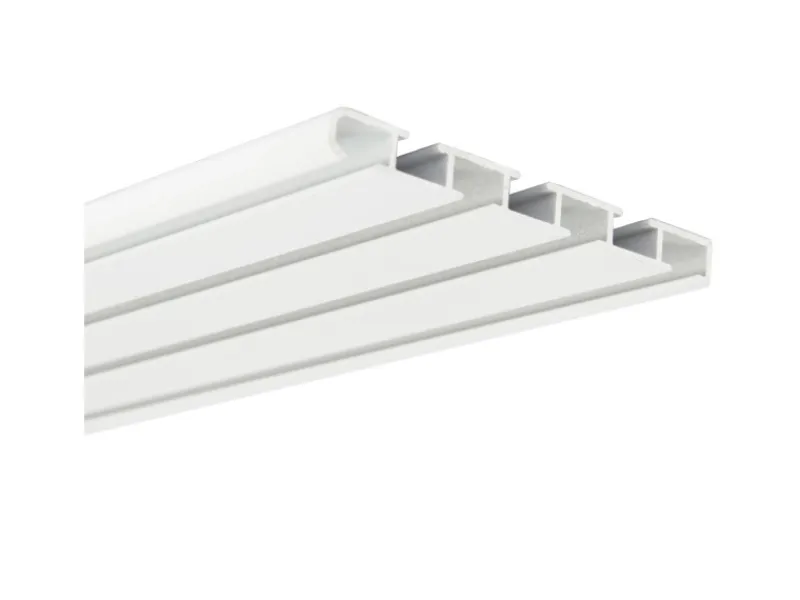 Bestlivings Vorhangschiene Aluminium Weiß 4 Lauf 90 cm
