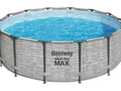 Bestway Stahlrahmen-Pool Set Steel Pro Max Frame Ø 427 x 122 cm Rund Grau