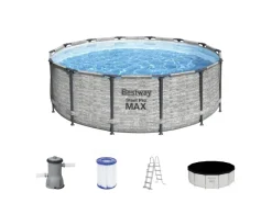 Bestway Stahlrahmen-Pool Set Steel Pro Max Frame Ø 427 x 122 cm Rund Grau