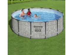 Bestway Stahlrahmen-Pool Set Steel Pro Max Frame Ø 427 x 122 cm Rund Grau