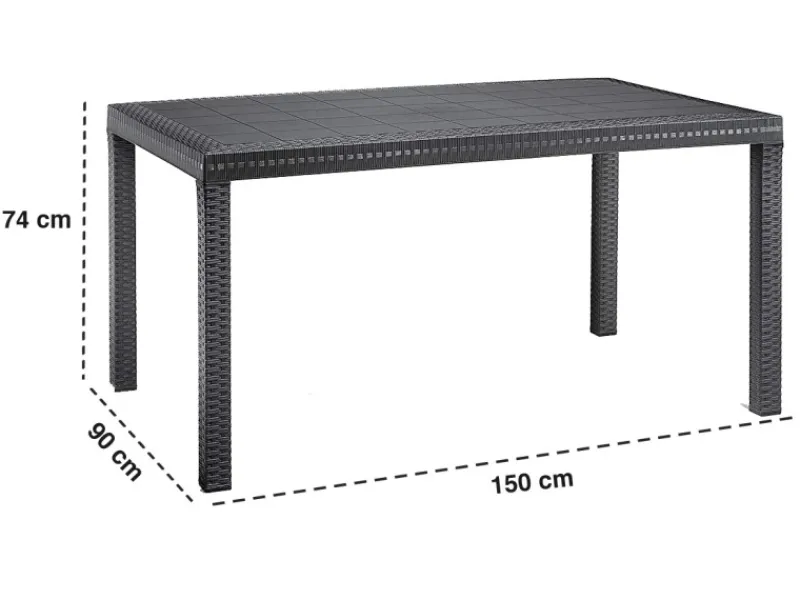 BICA Lido Wetterfestes Balkonset 7-tlg. mit 6 Sessel inkl. Sitzkissen und Tisch Houston Graphit
