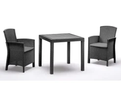 BICA Lido Wetterfestes Balkonset 3-tlg. mit 2 Sessel inkl. Sitzkissen und Tisch Dallas Graphit