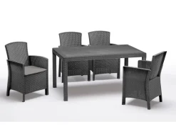 BICA Lido Wetterfestes Balkonset 5-tlg. mit 4 Sessel inkl. Sitzkissen und Tisch Houston Graphit