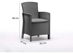 BICA Lido Wetterfestes Balkonset 5-tlg. mit 4 Sessel inkl. Sitzkissen und Tisch Houston Graphit