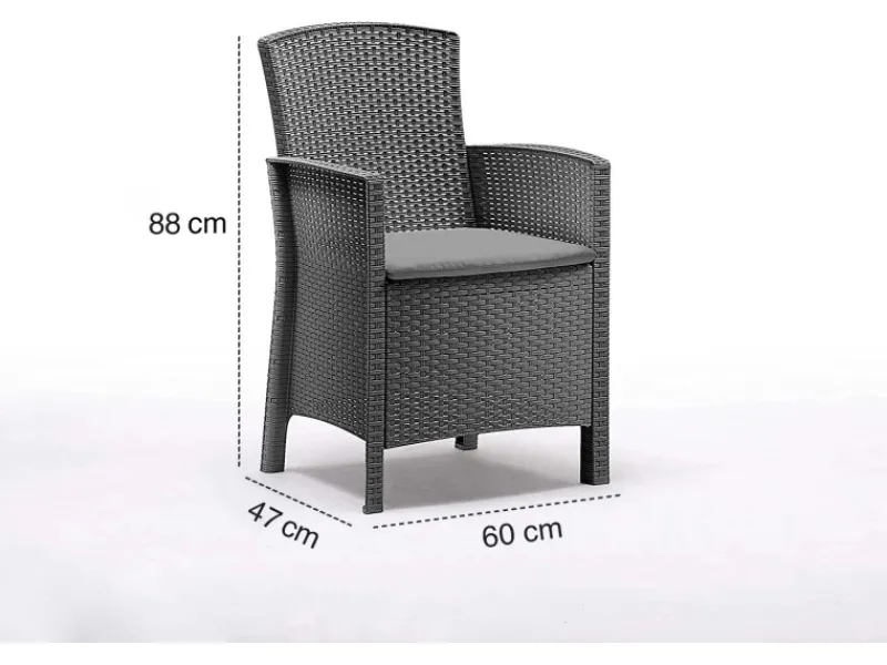 BICA Lido Wetterfestes Balkonset 5-tlg. mit 4 Sessel inkl. Sitzkissen und Tisch Houston Graphit