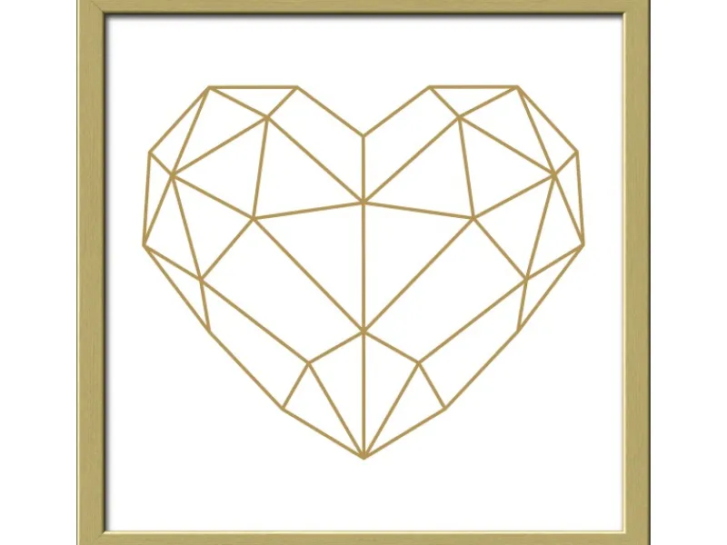 Hot Pro Art Bild mit Rahmen Anonymus Golden Polygon Heart 32,5 cm x 32,5 cm