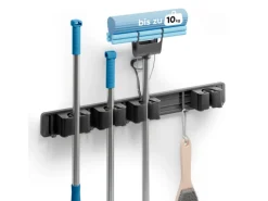 Björn&Schiller Gerätehalter Wandhalterung Aluminium 4 Besenhalter 5 Haken bis 10 kg