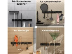 Björn&Schiller Gerätehalter Wandhalterung Aluminium 4 Besenhalter 5 Haken bis 10 kg