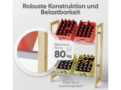 Björn&Schiller Getränkekistenregal für 4 Kisten – Regal aus Bambus und Metall mit Antirutschfüßen