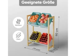 Björn&Schiller Getränkekistenregal für 4 Kisten – Regal aus Bambus und Metall mit Antirutschfüßen