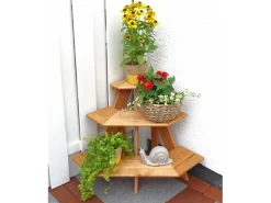 Promadino Blumentreppe Eckelement 3-stufig Honigbraun