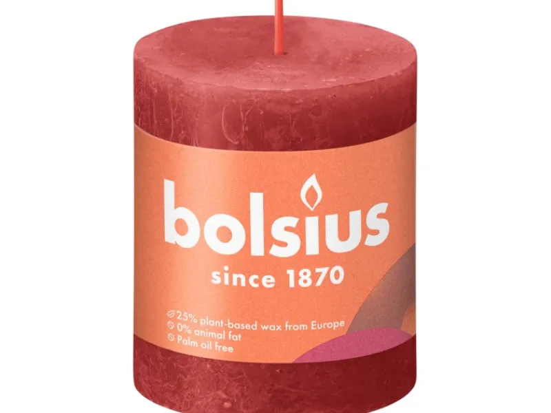 Bolsius Rustik-Kerze Shine 80/68 mm Zartes Rot