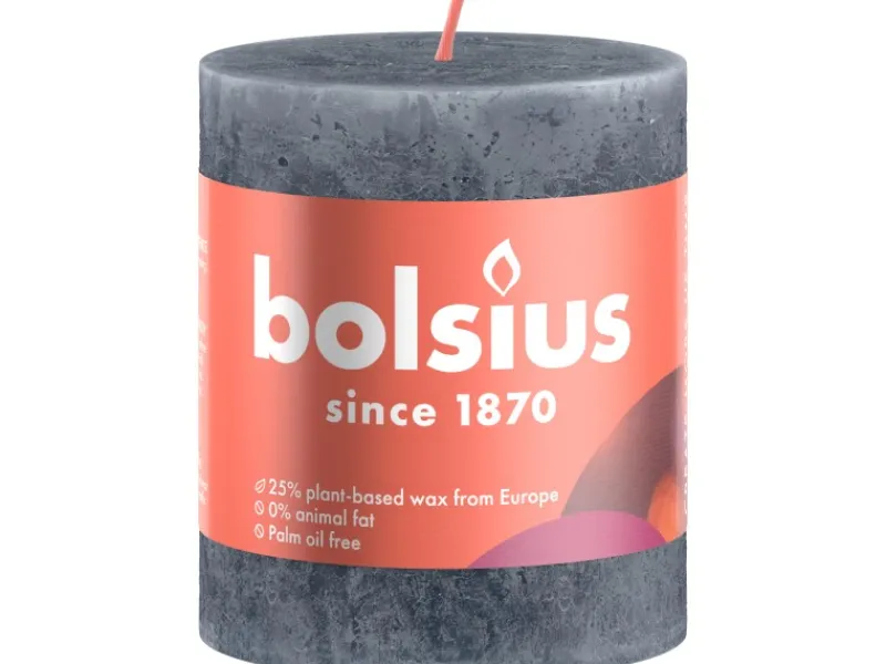 Sale Bolsius Rustik-Kerze Shine Winter Edition Ø 6,8 cm x 8 cm Schieferblau Dunkelblau
