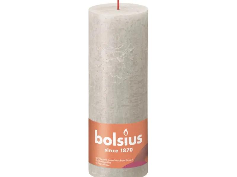 Bolsius Rustik-Kerze Shine 190/68 mm Sandgrau