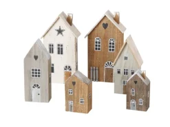 Hot Boltze Deko-Aufsteller Houses 3er Set 2-fach Sortiert Mehrfarbig