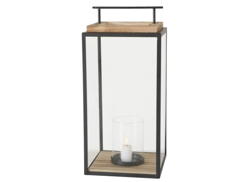 Sale Boltze Home Laterne Damiano Klein 35 cm x 15 cm x 15 cm Schwarz-Natur