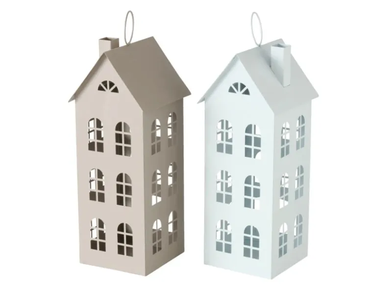 Boltze Home Laterne Monza 2-fach Sortiert Weiß-Braun