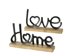 Boltze Home Schriftzug Love Home 2-fach Sortiert 17,7 cm x 30,6 cm Natur-Schwarz