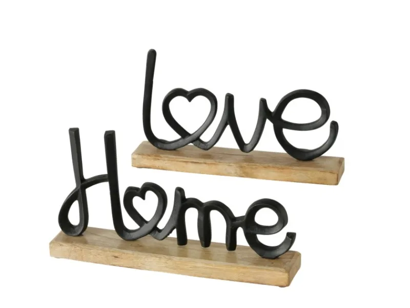 Boltze Home Schriftzug Love Home 2-fach Sortiert 17,7 cm x 30,6 cm Natur-Schwarz