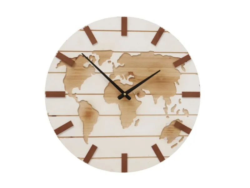 Boltze Home Wanduhr Global Ø 50 cm Creme-Weiß