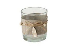 Boltze Home Windlicht Nordy 2-fach Sortiert Ø 7 cm x 8 cm Transparent-Braun