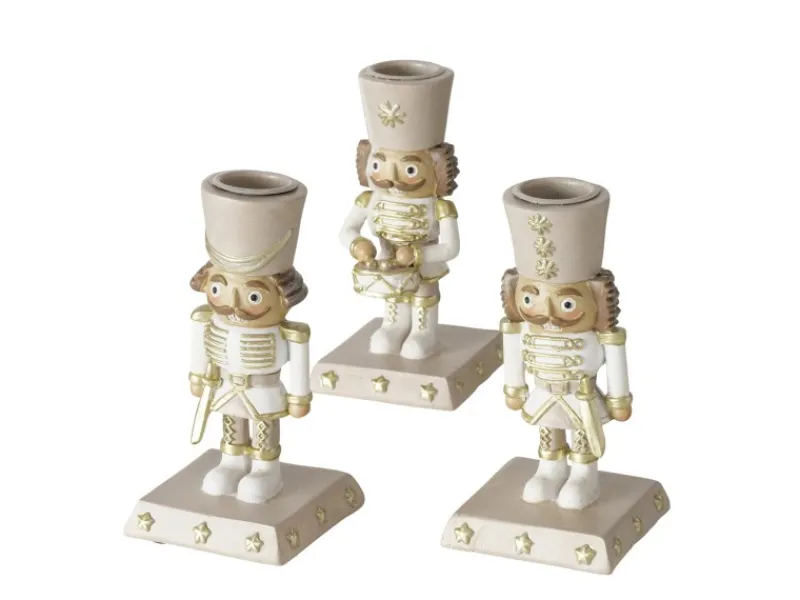 Boltze Kerzenleuchter Andrew 3-fach Sortiert Weiß-Gold