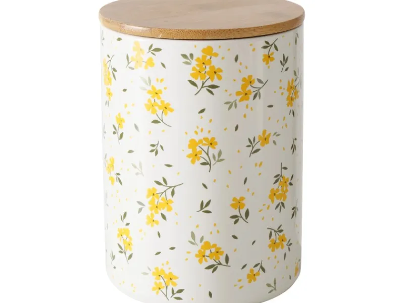 Boltze Vorratsdose Mayla 16 cm x Ø 12 cm Weiß-Gelb