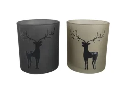 Sale Boltze Windlicht Hirsch Klein 2-fach Sortiert Ø 7 cm x 8,3 cm Mehrfarbig