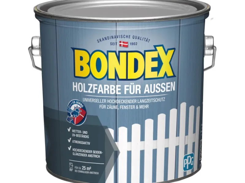 BONDEX Holzfarbe für Aussen Weiß seidenmatt 2,5 L