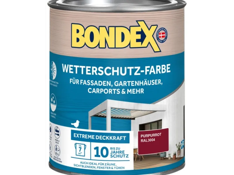 BONDEX Wetterschutz-Farbe 750 ml RAL 3004 Purpurrot