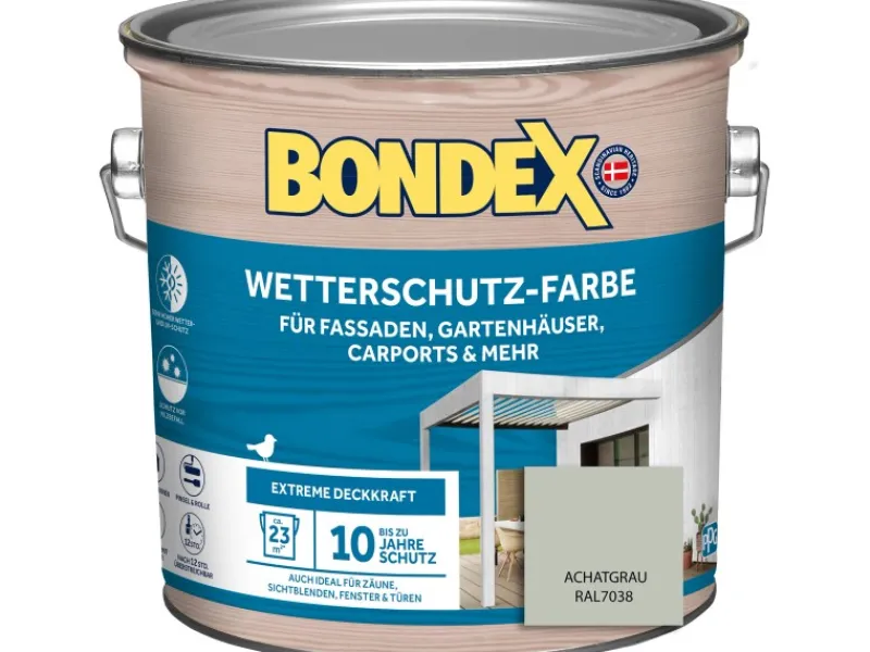 BONDEX Wetterschutz-Farbe 2,5 l RAL 7038 Achatgrau