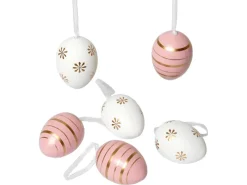 New Brauns-Heitmann Behang Eier ca. 6 cm Rosa-Weiß 6 Stück