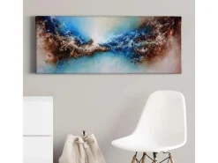 New Bricoflor Abstraktes Leinwandbild In Blau Und Braun Moderne Kunst Leinwand Bild In Space Optik Ausgefallenes Wandbild Mit Weltraum Motiv
