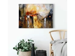 Discount Bricoflor Abstraktes Leinwand Bild In Orange Und Braun Kunstdruck Leinwandbild Im Stil Abstrakter Malerei Wandbild In Gemälde Optik Für Wohnzimmer