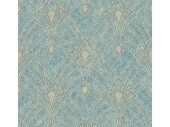 Bricoflor antik Vliestapete Im Jugendstil Vintage Tapete Hellblau Ideal für Flur und Esszimmer Nostalgische Vlies Mustertapete Ornament Der 20er Jahre