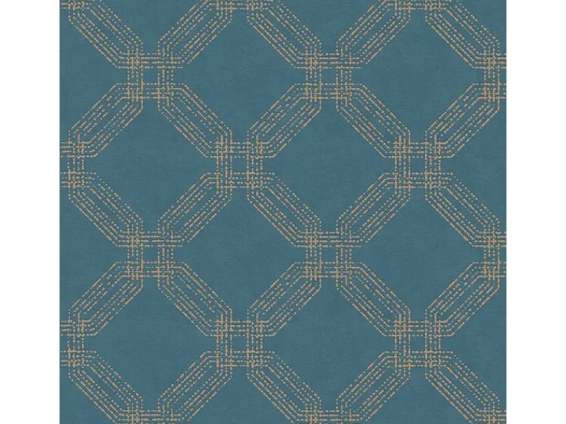 Bricoflor Art Deco Tapete in Blau Gold Retro Vliestapete Geometrisch für Wohnzimmer und Esszimmer Vlies Mustertapete mit Geometrie Design
