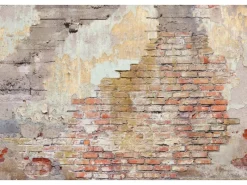Bricoflor Backstein Tapete mit Alte Mauer Fototapete mit Steinmauer Ideal für Wohnzimmer und Flur Vlies Steintapete in 3D Optik in Rot Braun