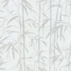Bricoflor Bambusblätter Tapete Asiatisch Bambus Vliestapete Weiß Grau für Bad und Schlafzimmer Wellness Bambustapete aus Vlies und Vinyl Abwaschbar