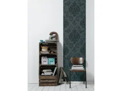 Bricoflor Barock Tapeten Panel anthrazit Tapete Selbstklebend Ideal für Schlafzimmer und Wohnzimmer Vintage Vliestapete mit Ornament als Wandpaneel