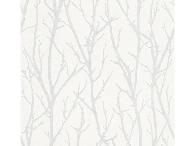 Bricoflor Baum Tapete überstreichbar Äste Vliestapete in Weiß Grau für Wohnzimmer und Schlafzimmer Vlies Waldtapete mit Vinyl Ideal Zum überstreichen