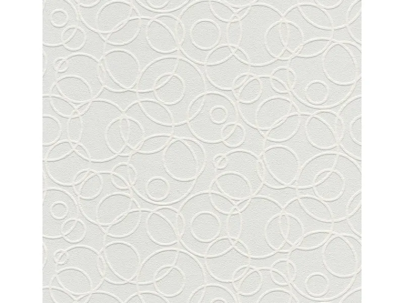 New Bricoflor überstreichbare Tapete mit Kreis Muster Vlies Mustertapete in Weiß zum überstreichen Wohnzimmer und Badezimmer Vliestapete Gemustert