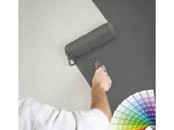 New Bricoflor überstreichbare Tapete mit Kreis Muster Vlies Mustertapete in Weiß zum überstreichen Wohnzimmer und Badezimmer Vliestapete Gemustert