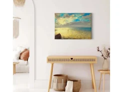 Online Bricoflor Bild Im Impressionismus Gemälde Stil Maritimes Wandbild Mit Meer Motiv In Hellblau Und Gelb Leinwand Bild Mit Segelschiffen Für Schlafzimmer