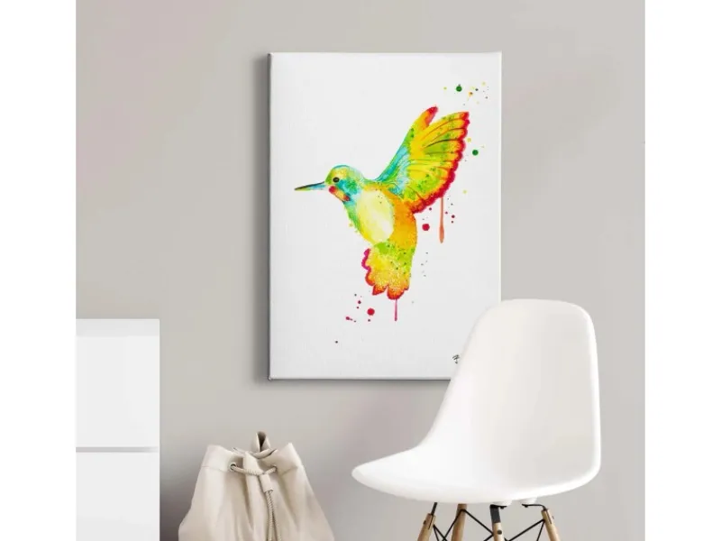 Discount Bricoflor Bild Mit Kolibri Buntes Vogelbild Im Kunst Design Ideal Für Wohnzimmer Und Schlafzimmer Leinwand Bild Mit Vogel Gemalt