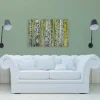 Clearance Bricoflor Birkenwald Leinwand Bild Grün Weiß Wandbild Mit Wald Motiv Für Wohnzimmer Und Schlafzimmer Birken Leinwandbild 90X60 Cm